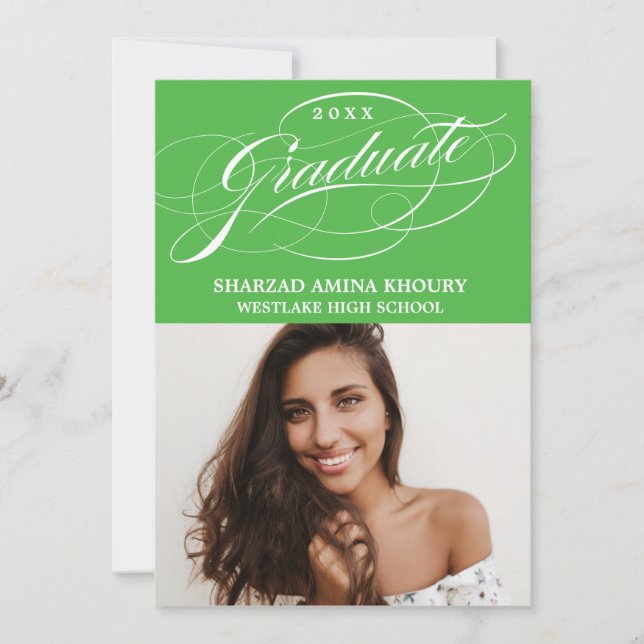 STYLISH ELEGANT SCRIPT 2 GRADUATE PARTY EINLADUNG (Vorderseite)