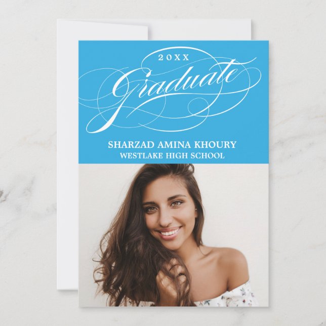 STYLISH ELEGANT SCRIPT 2 GRADUATE PARTY EINLADUNG (Vorderseite)