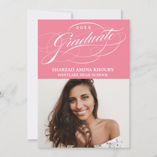 STYLISH ELEGANT SCRIPT 2 GRADUATE PARTY EINLADUNG (Vorderseite)