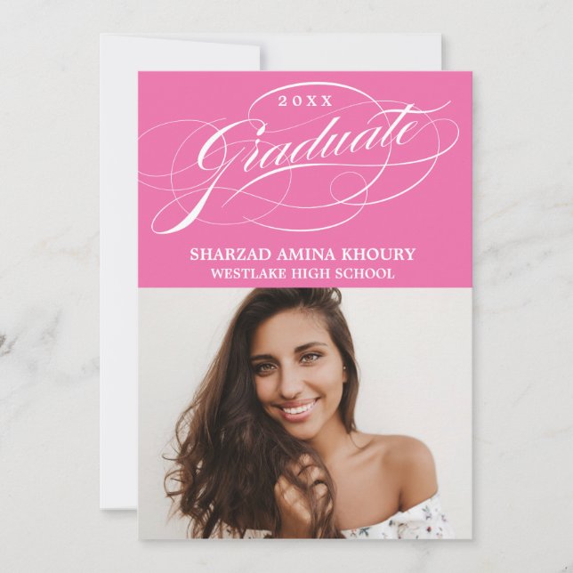 STYLISH ELEGANT SCRIPT 2 GRADUATE PARTY EINLADUNG (Vorderseite)