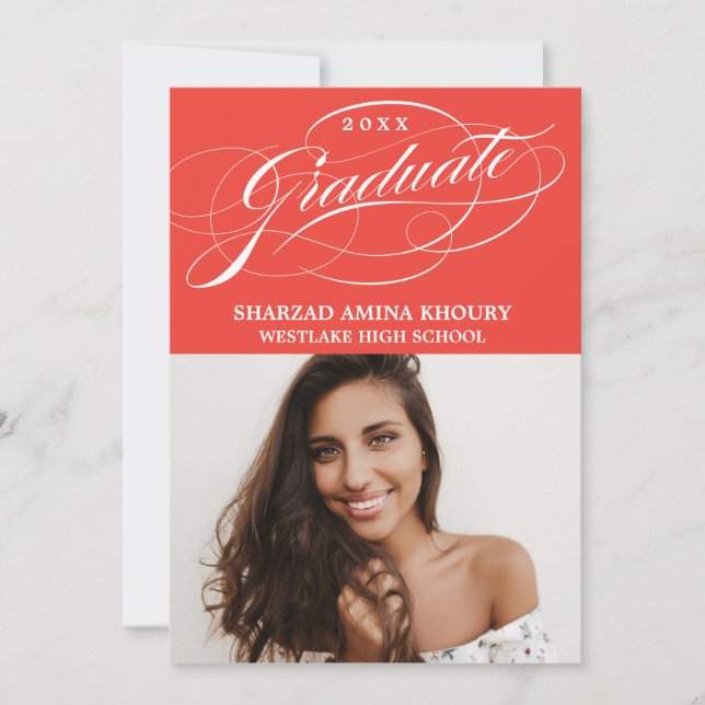 STYLISH ELEGANT SCRIPT 2 GRADUATE PARTY EINLADUNG (Vorderseite)