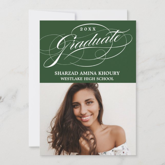STYLISH ELEGANT SCRIPT 2 GRADUATE PARTY EINLADUNG (Vorderseite)