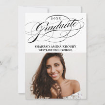 STYLISH ELEGANT SCRIPT 2 GRADUATE PARTY EINLADUNG