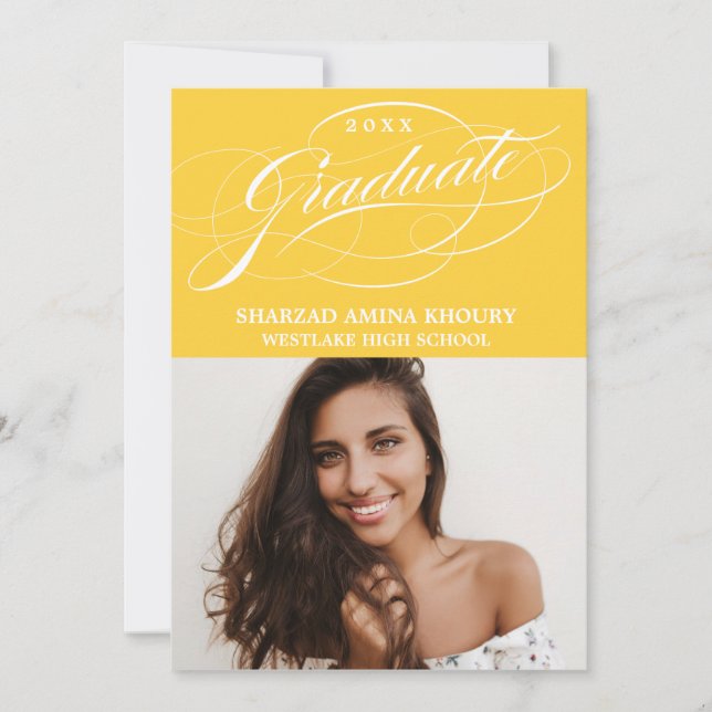 STYLISH ELEGANT SCRIPT 2 GRADUATE PARTY EINLADUNG (Vorderseite)