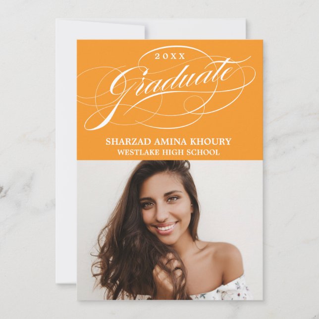 STYLISH ELEGANT SCRIPT 2 GRADUATE PARTY EINLADUNG (Vorderseite)