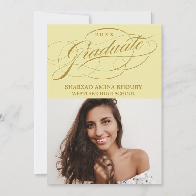 STYLISH ELEGANT SCRIPT 2 GRADUATE PARTY EINLADUNG (Vorderseite)
