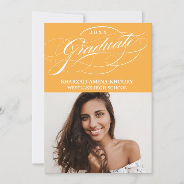 STYLISH ELEGANT SCRIPT 2 GRADUATE PARTY EINLADUNG (Vorderseite)