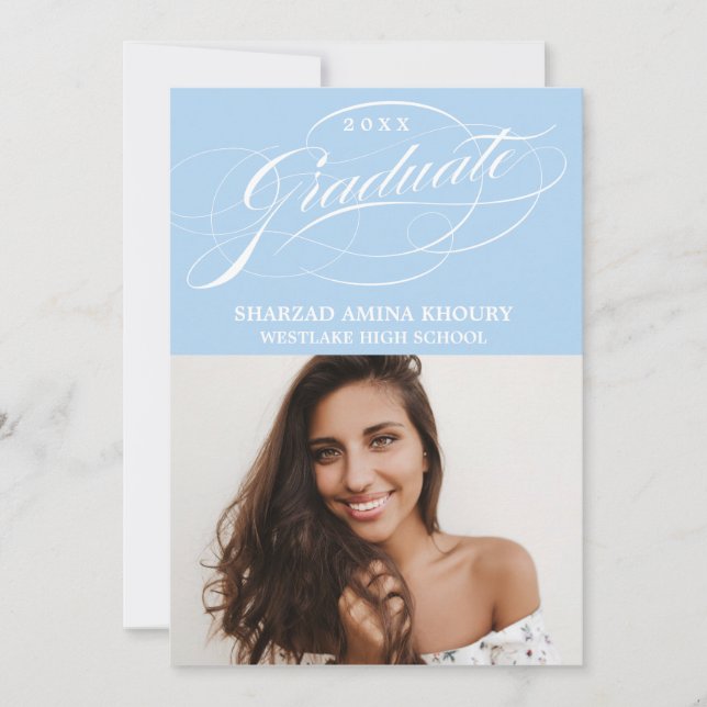 STYLISH ELEGANT SCRIPT 2 GRADUATE PARTY EINLADUNG (Vorderseite)