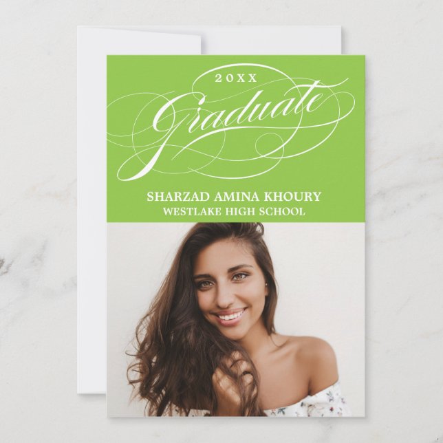 STYLISH ELEGANT SCRIPT 2 GRADUATE PARTY EINLADUNG (Vorderseite)