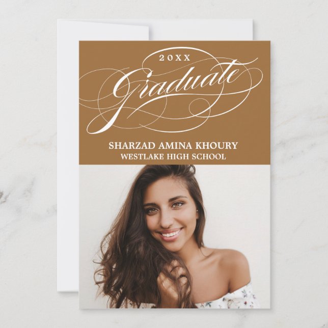 STYLISH ELEGANT SCRIPT 2 GRADUATE PARTY EINLADUNG (Vorderseite)
