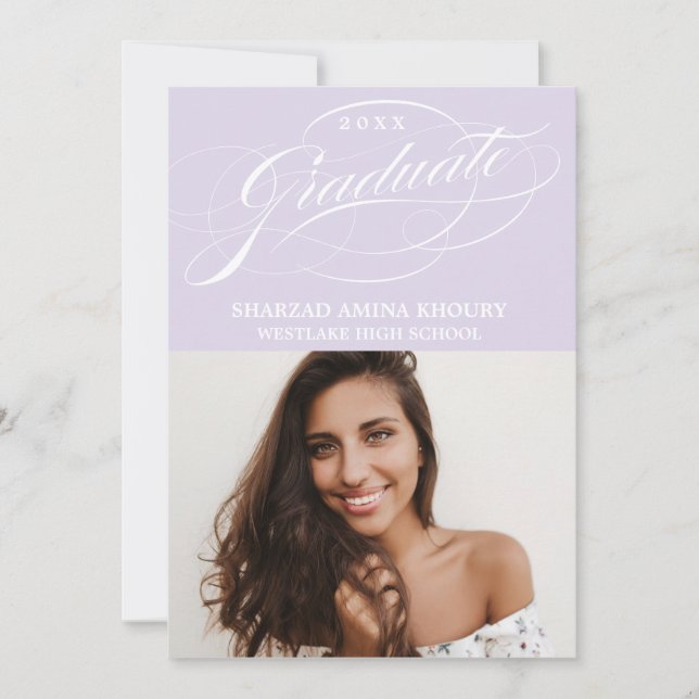 STYLISH ELEGANT SCRIPT 2 GRADUATE PARTY EINLADUNG (Vorderseite)