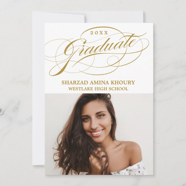 STYLISH ELEGANT SCRIPT 2 GRADUATE PARTY EINLADUNG (Vorderseite)