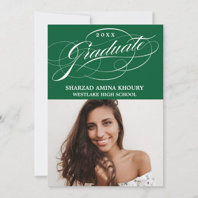 STYLISH ELEGANT SCRIPT 2 GRADUATE PARTY EINLADUNG (Vorderseite)