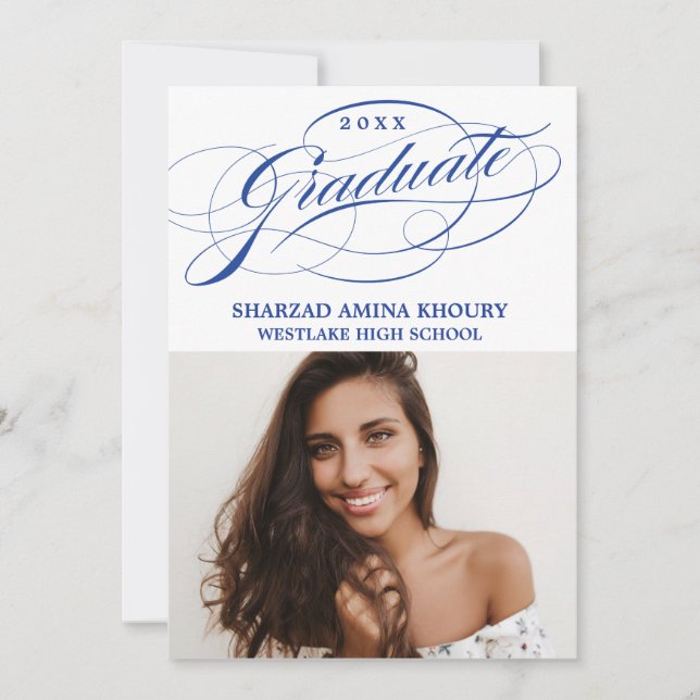 STYLISH ELEGANT SCRIPT 2 GRADUATE PARTY EINLADUNG (Vorderseite)