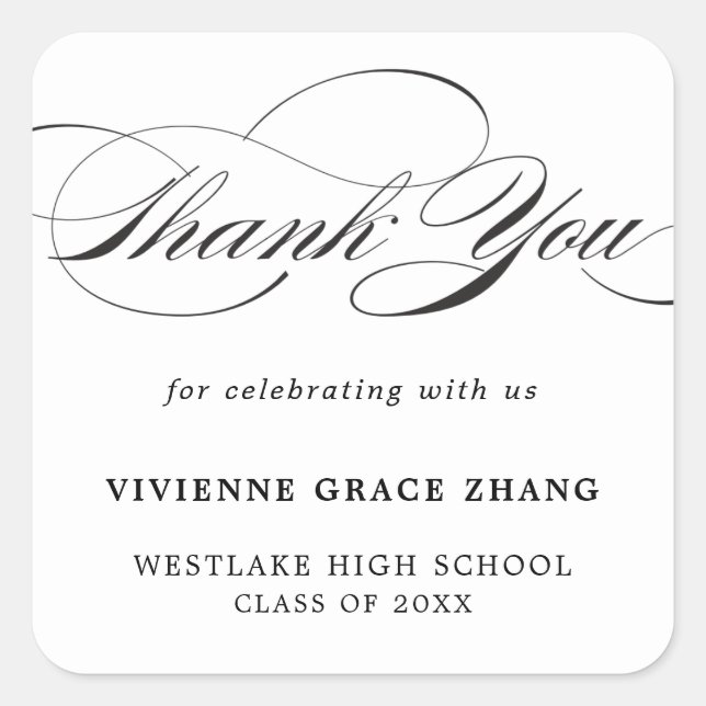 STYLISH ELEGANT SCRIPT DANK IHNEN STICKER (Vorderseite)