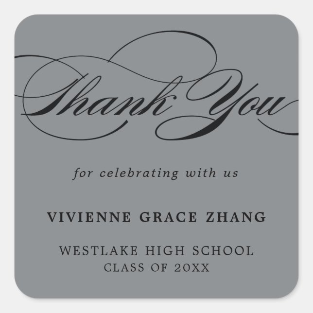 STYLISH ELEGANT SCRIPT DANK IHNEN STICKER (Vorderseite)