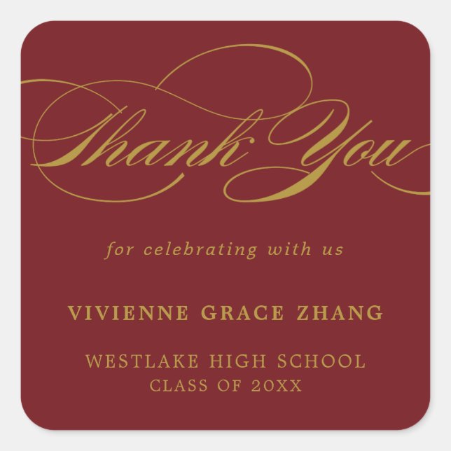 STYLISH ELEGANT SCRIPT DANK IHNEN STICKER (Vorderseite)