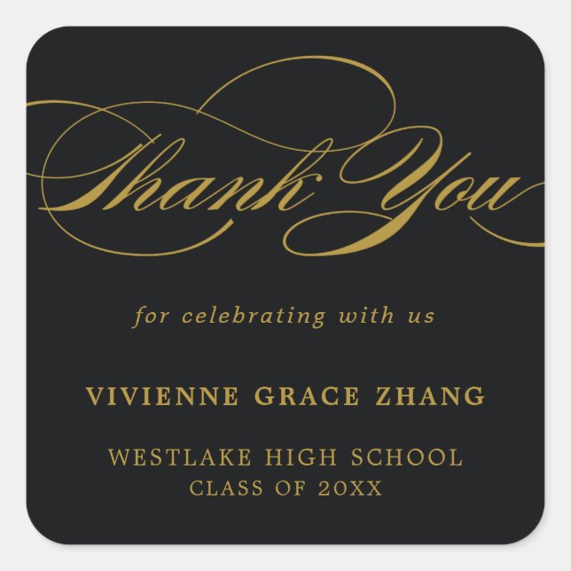 STYLISH ELEGANT SCRIPT DANK IHNEN STICKER (Vorderseite)