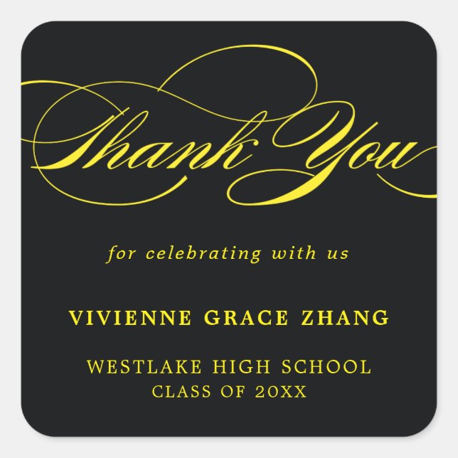 STYLISH ELEGANT SCRIPT DANK IHNEN STICKER (Vorderseite)