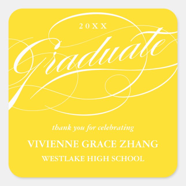 STYLISH ELEGANT SCRIPT GRADUATE DANK IHNEN STICKER (Vorderseite)