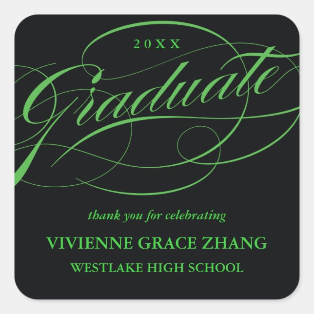 STYLISH ELEGANT SCRIPT GRADUATE DANK IHNEN STICKER (Vorderseite)