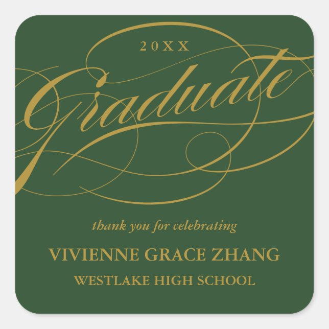 STYLISH ELEGANT SCRIPT GRADUATE DANK IHNEN STICKER (Vorderseite)