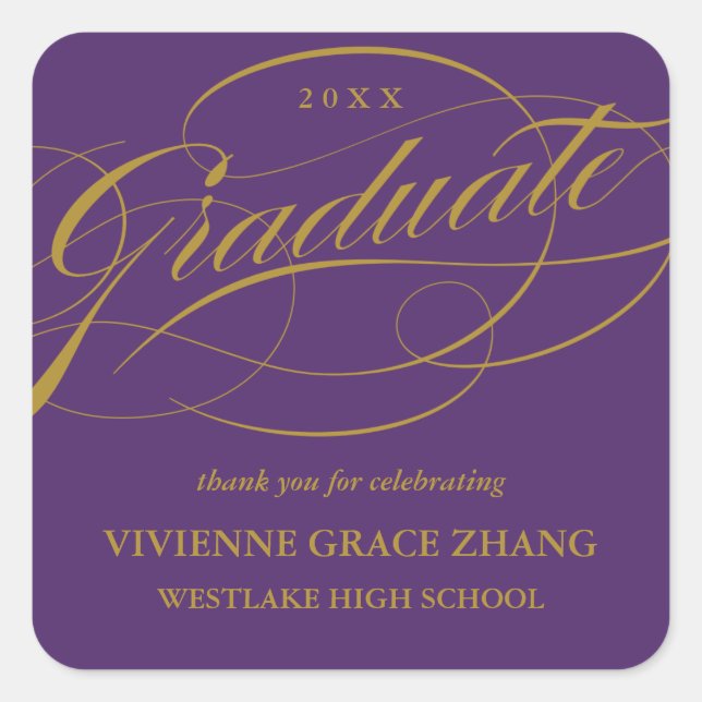 STYLISH ELEGANT SCRIPT GRADUATE DANK IHNEN STICKER (Vorderseite)