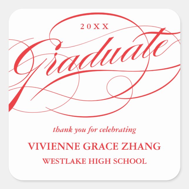 STYLISH ELEGANT SCRIPT GRADUATE DANK IHNEN STICKER (Vorderseite)