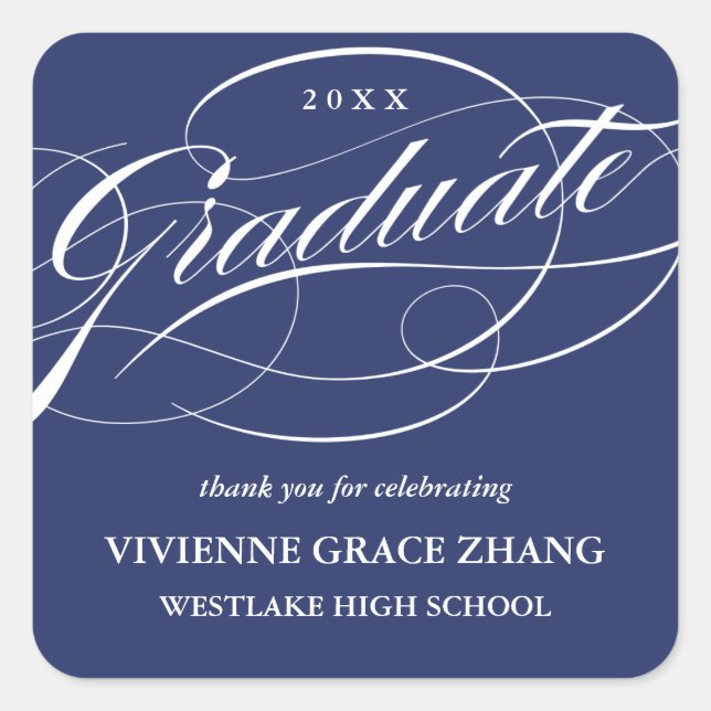 STYLISH ELEGANT SCRIPT GRADUATE DANK IHNEN STICKER (Vorderseite)