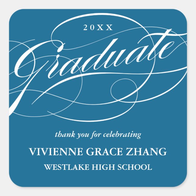 STYLISH ELEGANT SCRIPT GRADUATE DANK IHNEN STICKER (Vorderseite)