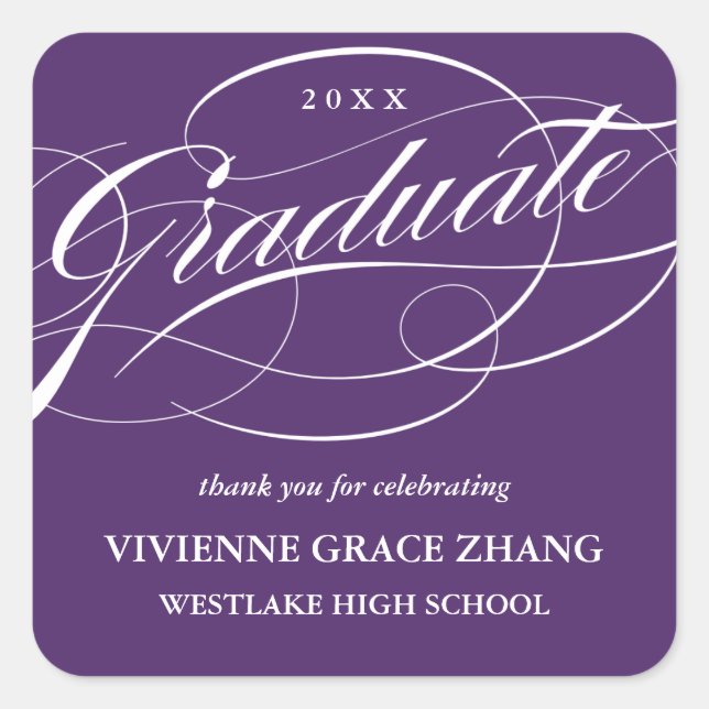 STYLISH ELEGANT SCRIPT GRADUATE DANK IHNEN STICKER (Vorderseite)