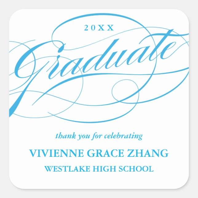 STYLISH ELEGANT SCRIPT GRADUATE DANK IHNEN STICKER (Vorderseite)