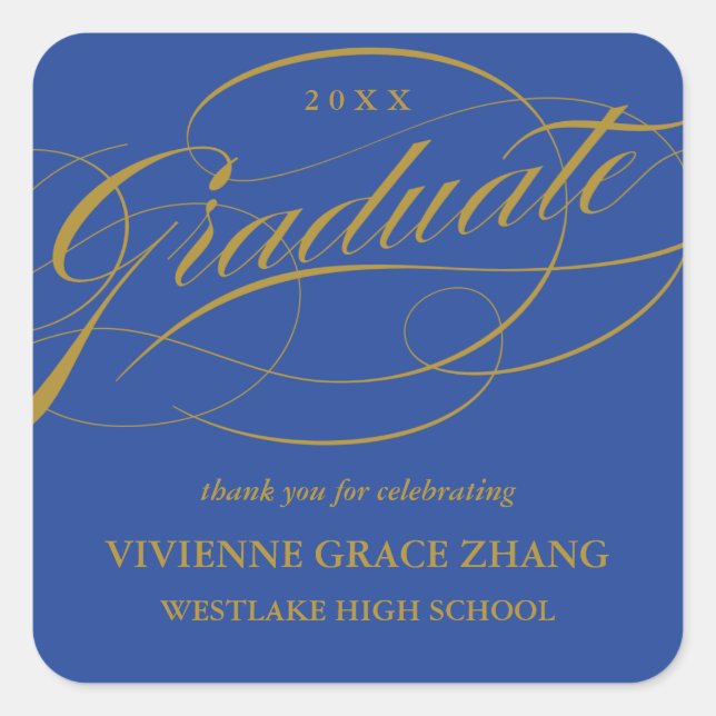 STYLISH ELEGANT SCRIPT GRADUATE DANK IHNEN STICKER (Vorderseite)