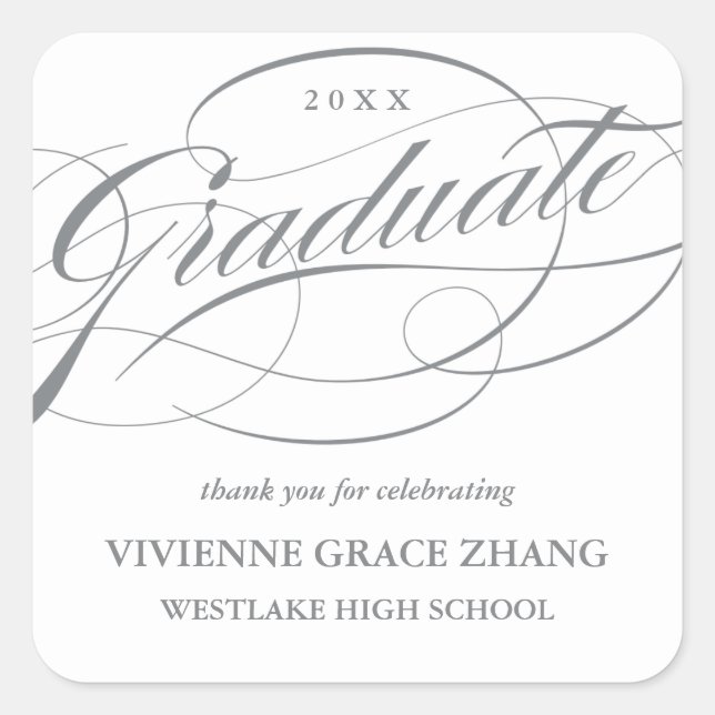 STYLISH ELEGANT SCRIPT GRADUATE DANK IHNEN STICKER (Vorderseite)