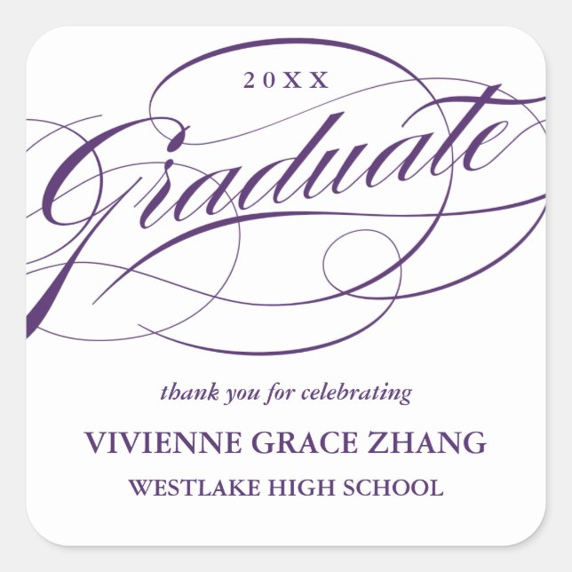 STYLISH ELEGANT SCRIPT GRADUATE DANK IHNEN STICKER (Vorderseite)