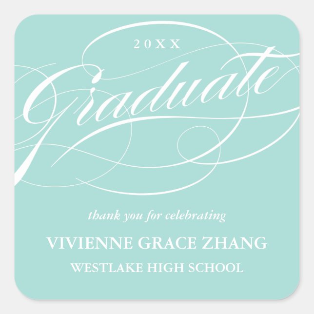 STYLISH ELEGANT SCRIPT GRADUATE DANK IHNEN STICKER (Vorderseite)