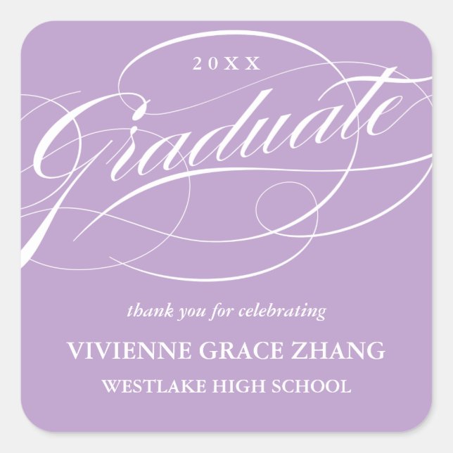 STYLISH ELEGANT SCRIPT GRADUATE DANK IHNEN STICKER (Vorderseite)