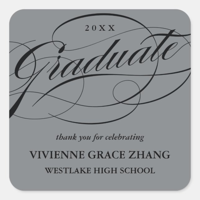 STYLISH ELEGANT SCRIPT GRADUATE DANK IHNEN STICKER (Vorderseite)