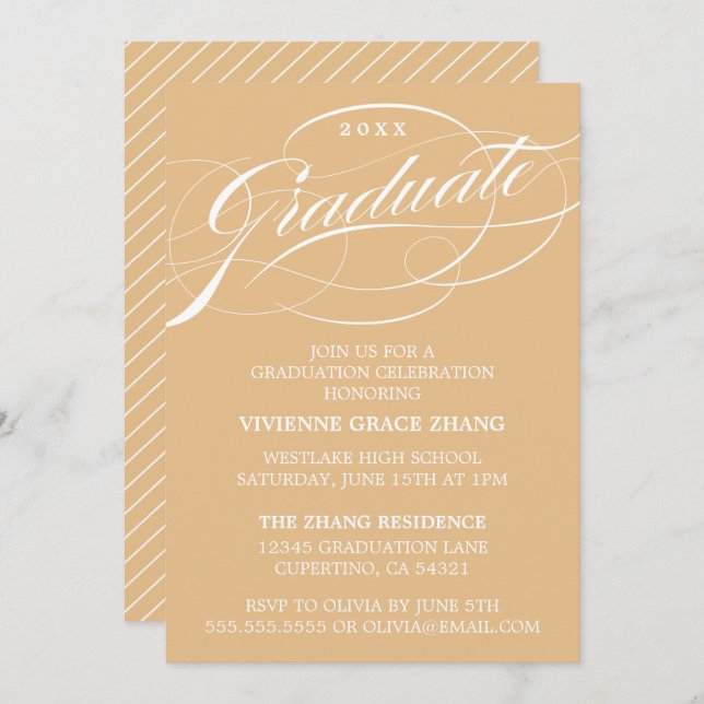 STYLISH ELEGANT SCRIPT GRADUATE PARTY EINLADUNG (Vorne/Hinten)