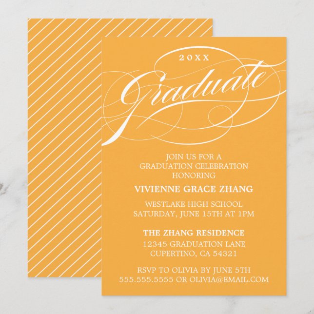 STYLISH ELEGANT SCRIPT GRADUATE PARTY EINLADUNG (Vorne/Hinten)