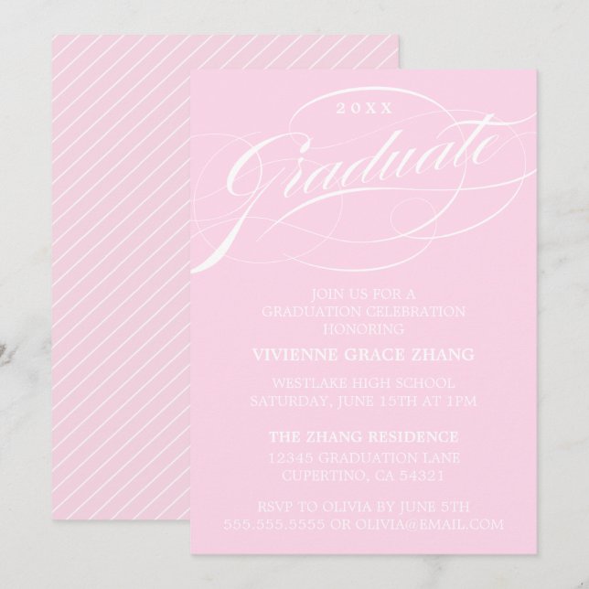 STYLISH ELEGANT SCRIPT GRADUATE PARTY EINLADUNG (Vorne/Hinten)