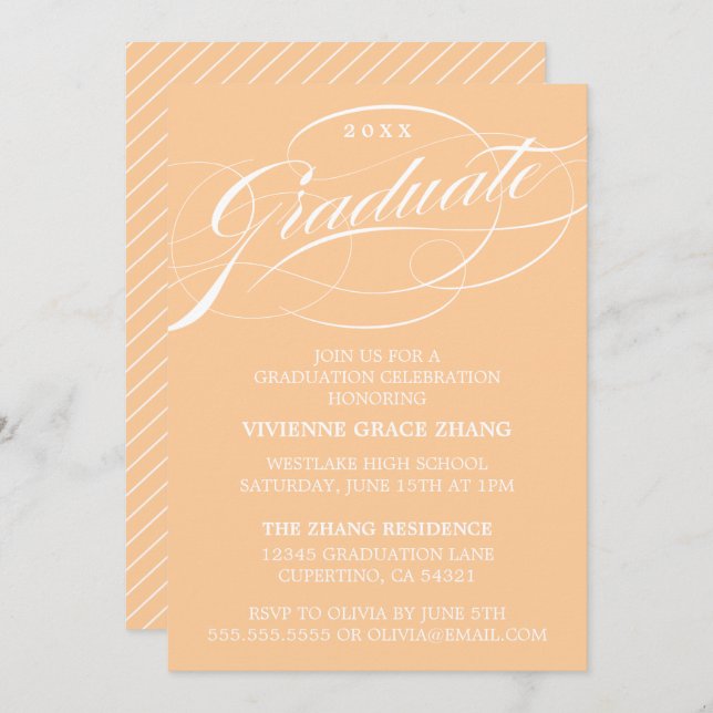 STYLISH ELEGANT SCRIPT GRADUATE PARTY EINLADUNG (Vorne/Hinten)
