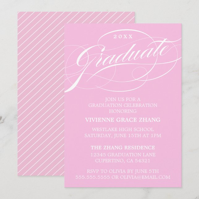 STYLISH ELEGANT SCRIPT GRADUATE PARTY EINLADUNG (Vorne/Hinten)