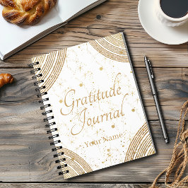 Stylish Elegant White Gold Personalized Gratitude Notizbuch