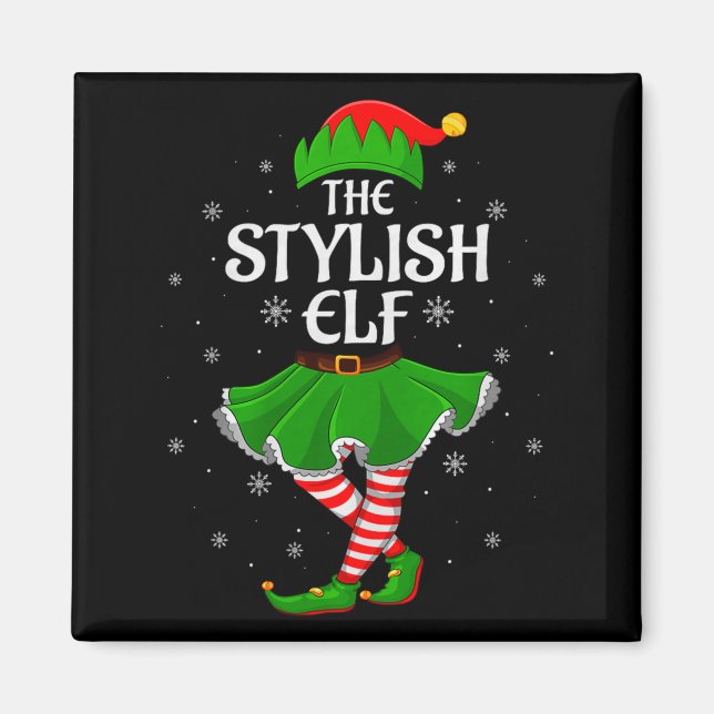 Stylish Elf Christmas Family Girls Women Elf Squad Magnet (Vorne)
