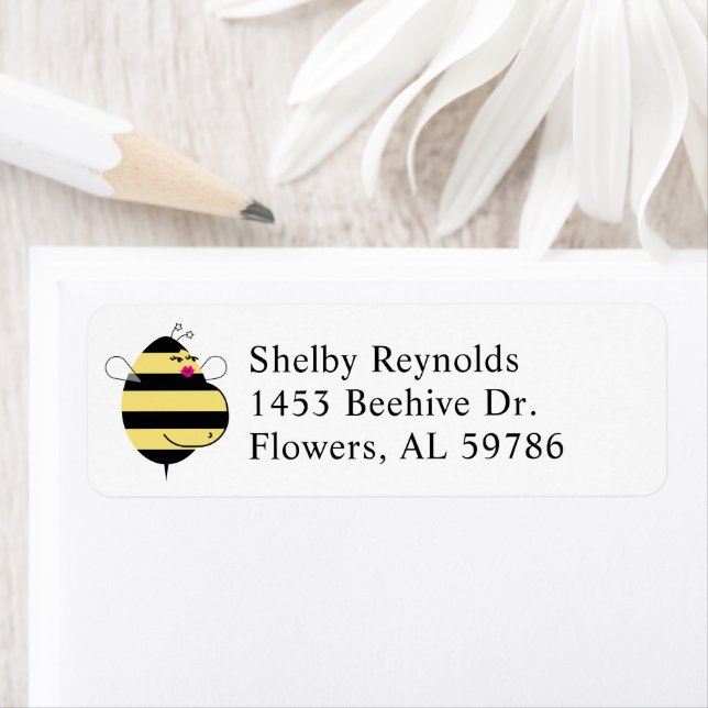 Stylish Expecting Mom Bee return address label (Insitu)