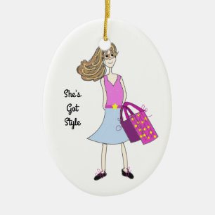 Stylish Fashion Girl Keramikornament