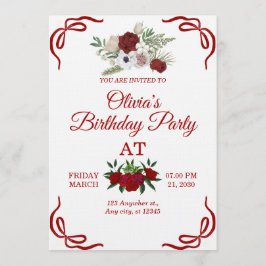 Stylish Floral Birthday Invitation Card Einladung