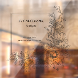Stylish Floral Border Lounge Salon Business Name Fensteraufkleber