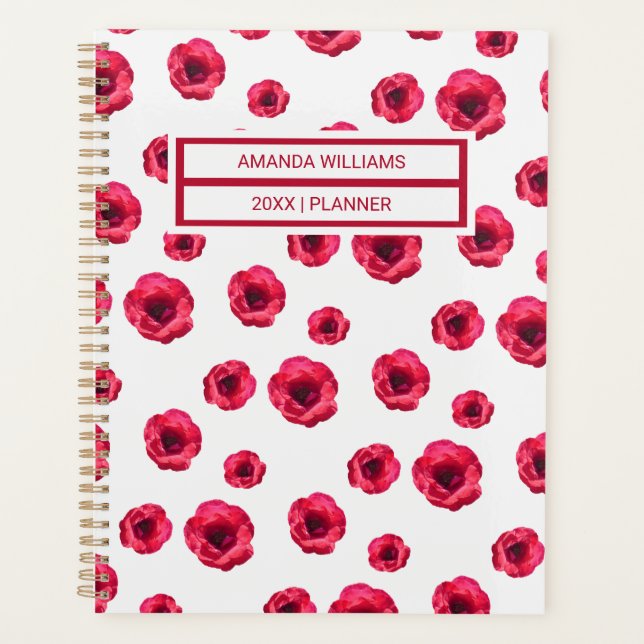 Stylish Floral Cream Red Roses Pattern Name 2026 Planer (Vorderseite)
